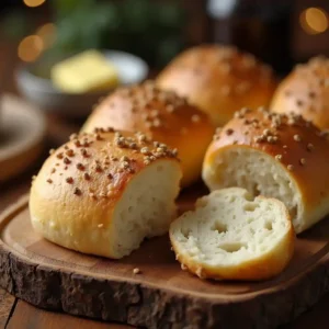 Freshly baked sourdough discard rolls