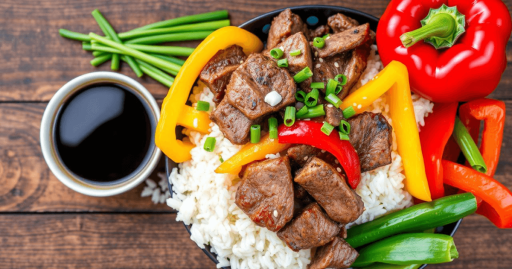 Tasty beef pepper rice