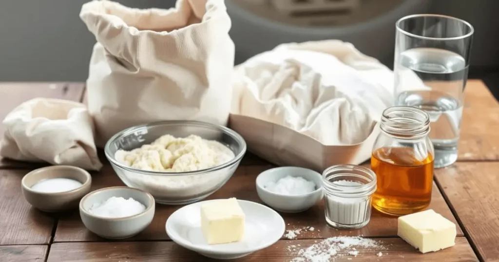Ingredients of sourdough dinner rolls 