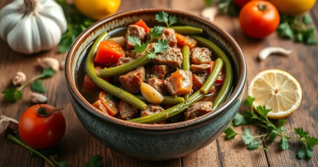 bowl of Greek string bean stew