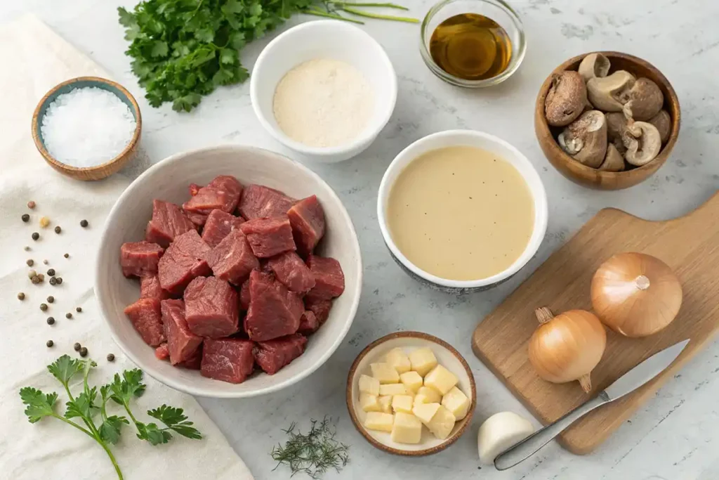 No Peek Beef Tips Ingredients - Fresh and Flavorful Prep

