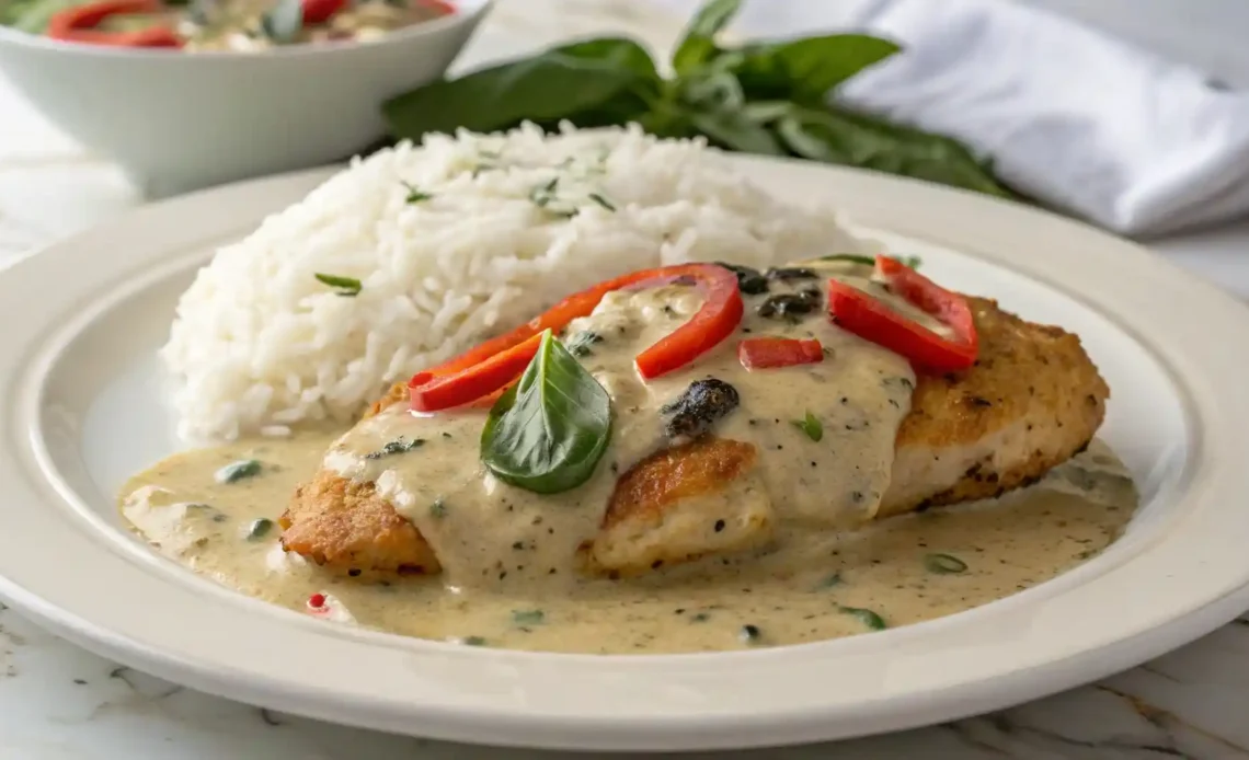 Mozzarella Chicken in Basil Cream