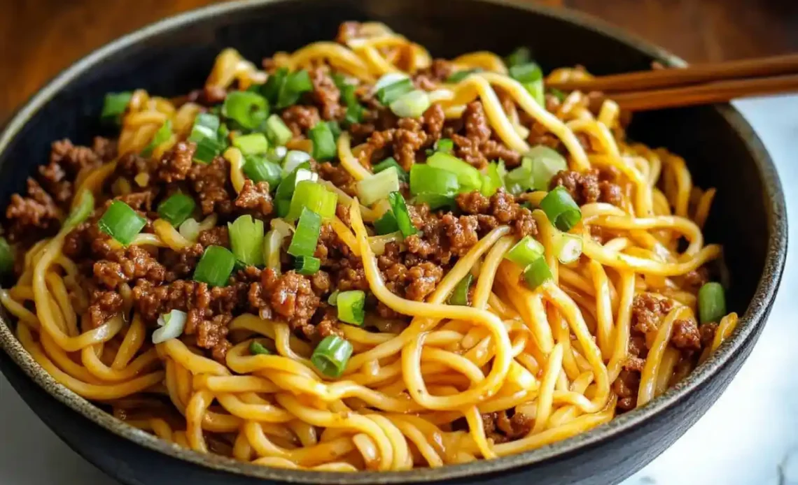 Mongolian Ground Beef Noodles