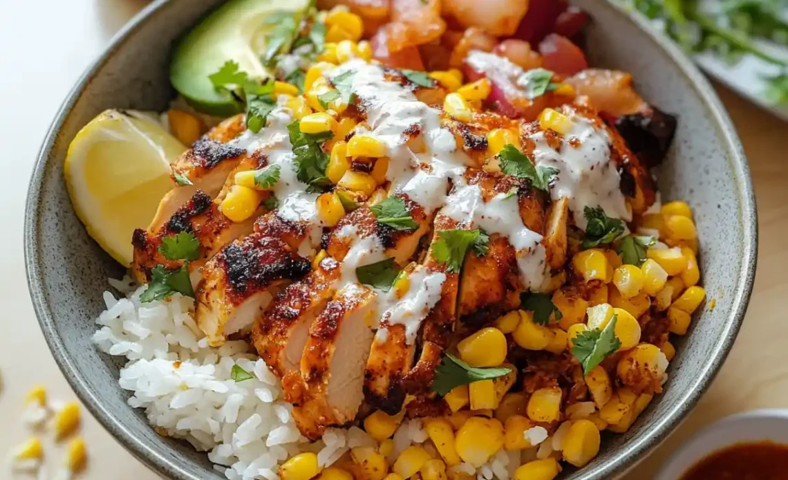 Street Corn Chicken Rice Bowl