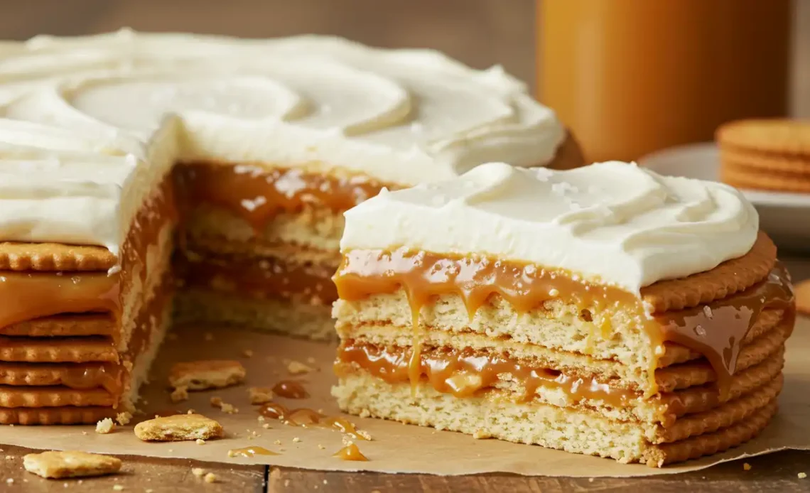 Ritz Cracker Salted Caramel Icebox Cake