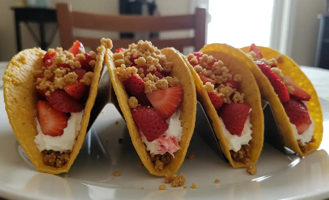 Strawberry Crunch Cheesecake Tacos