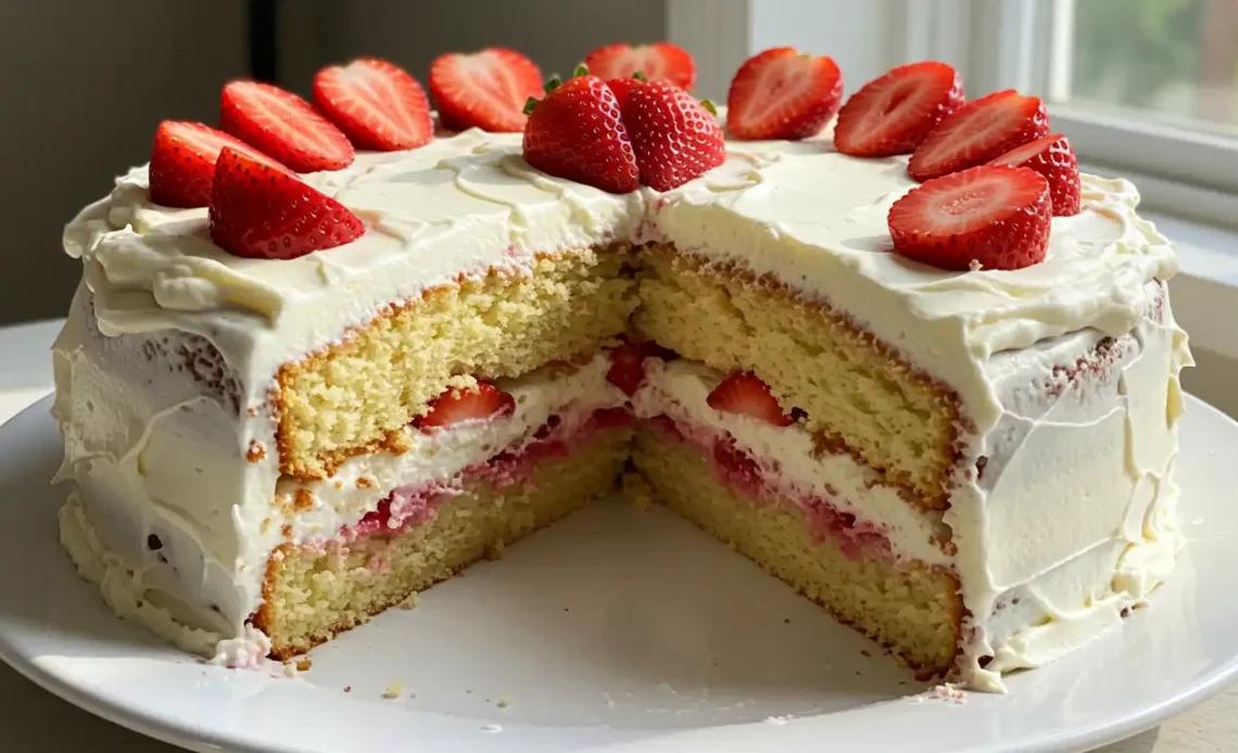 Strawberry Earthquake Cake