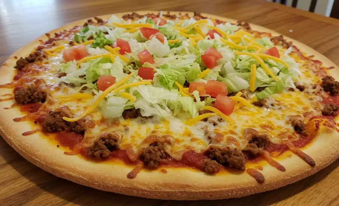 taco pizza with pizza crust