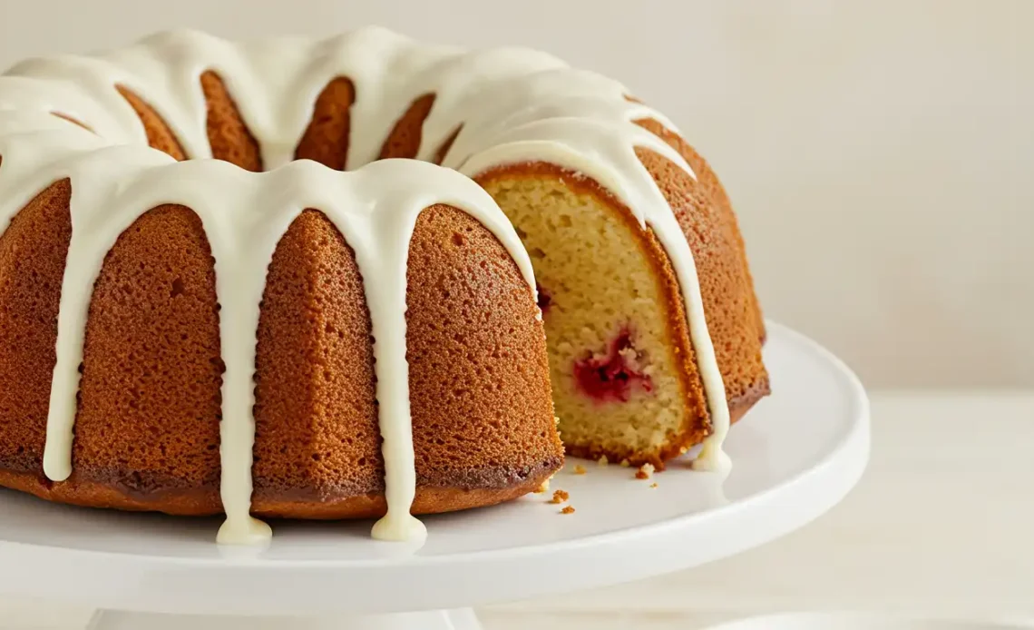 white chocolate raspberry bundt cake