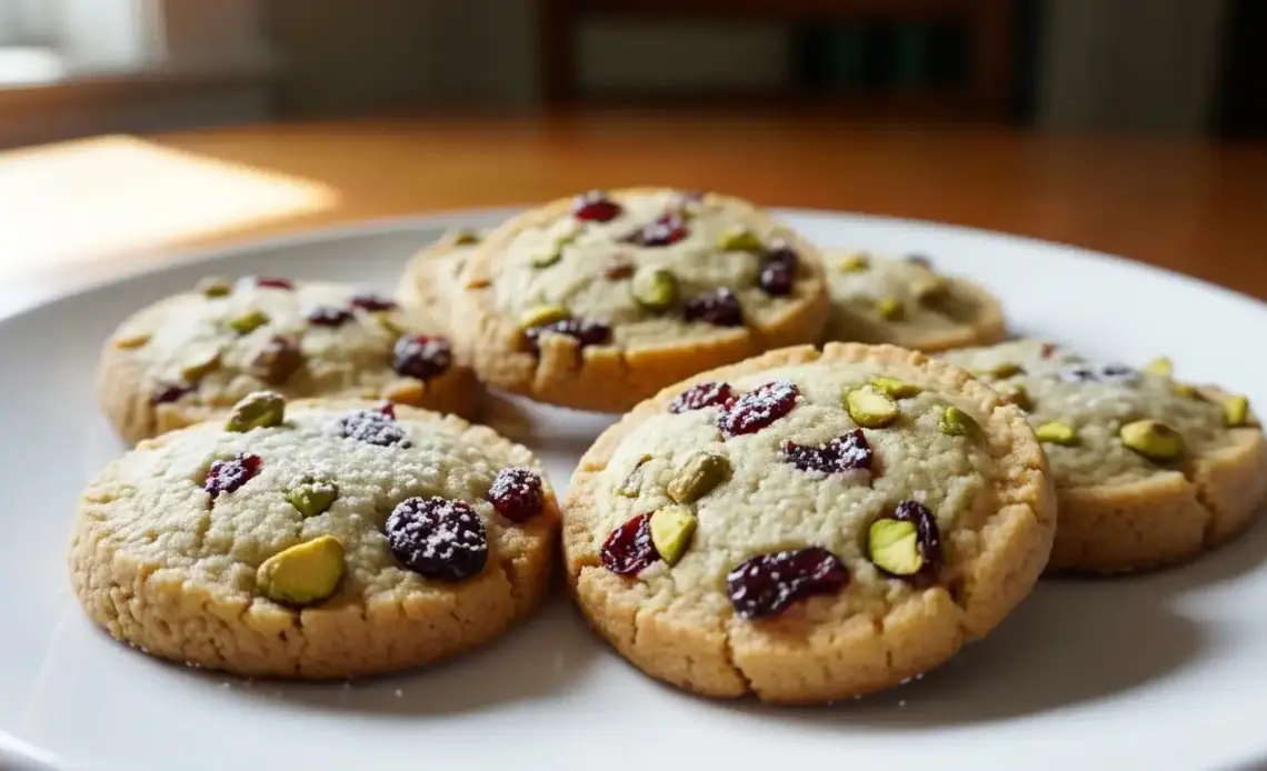Cranberry Pistachio Shortbread Cookies