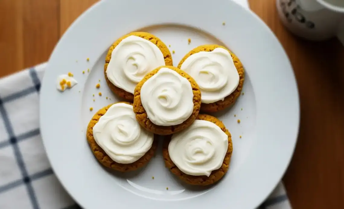 Pumpkin Cookies with Cream Cheese Frosting